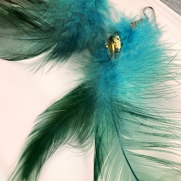 Free People Blue and Gold Feather Earrings - Picture 6 of 10